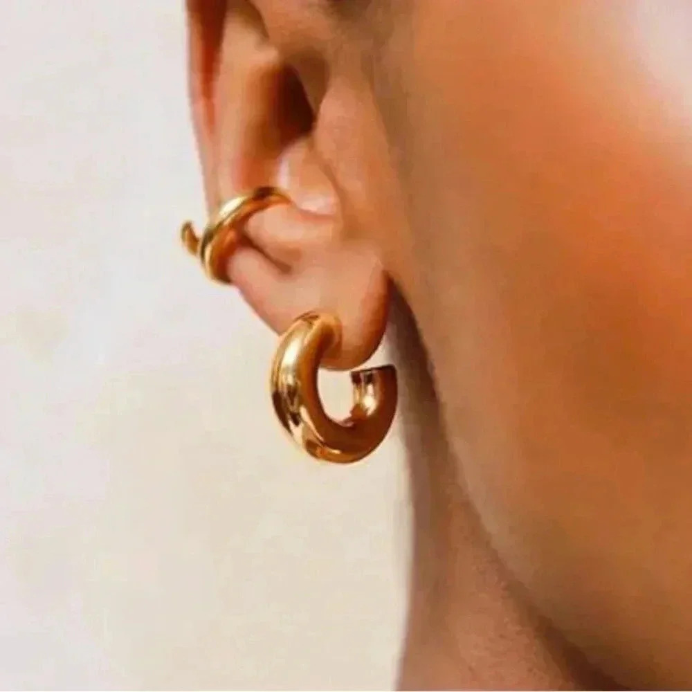 Chunky hoops 18K gold plated - Picture 3 of 6
